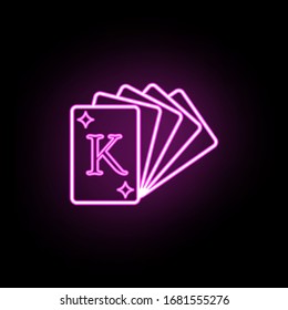 Un mazo de cartas de juego icono de neón. Línea delgada simple, contorno vector de iconos de casino para ui y ux, sitio web o aplicación móvil