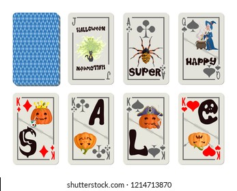 deck of playing cards on sale colorful halloween. stock vector image