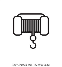 Deck winch icon symbolizing maritime hoisting, cable tensioning, and vessel towing, representing mechanical drum systems, nautical anchoring gear, marine engineering, and port cargo handling equipment