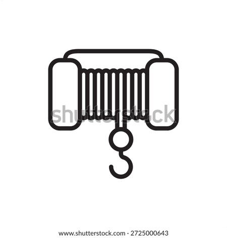 Deck winch icon symbolizing maritime hoisting, cable tensioning, and vessel towing, representing mechanical drum systems, nautical anchoring gear, marine engineering, and port cargo handling equipment