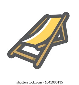 Deck yellow Chair Vector icon Cartoon illustration