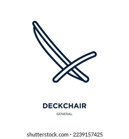 deckchair icon from general collection. Thin linear deckchair, summer, vacation outline icon isolated on white background. Line vector deckchair sign, symbol for web and mobile