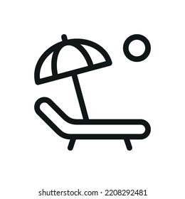 Deckchair isolated icon, deck chair linear vector icon with editable stroke