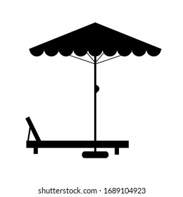 deckchair and umbrella black illustration