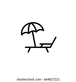 deckchair with umbrella icon thin line black