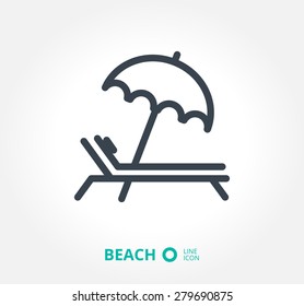 a deckchair with an umbrella vector icon