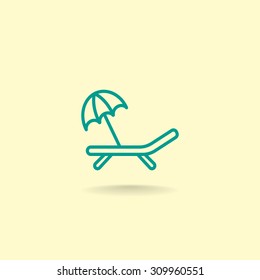 a deckchair with an umbrella vector icon