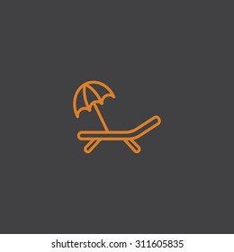 a deckchair with an umbrella vector icon