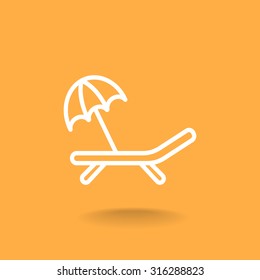 a deckchair with an umbrella vector icon