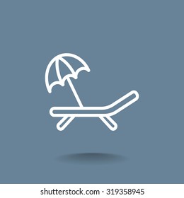 a deckchair with an umbrella vector icon