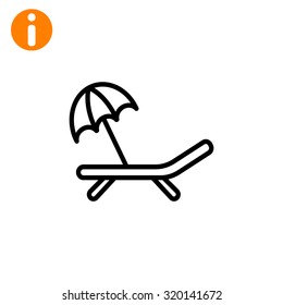 a deckchair with an umbrella vector icon