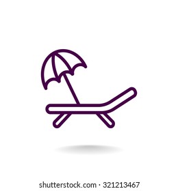 a deckchair with an umbrella vector icon