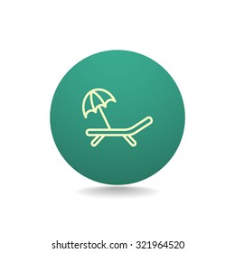 a deckchair with an umbrella vector icon