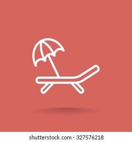 a deckchair with an umbrella vector icon