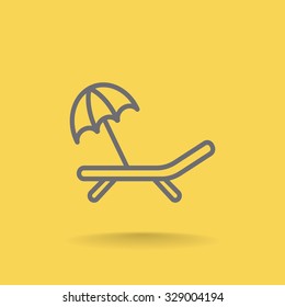a deckchair with an umbrella vector icon