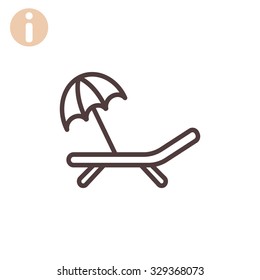 a deckchair with an umbrella vector icon