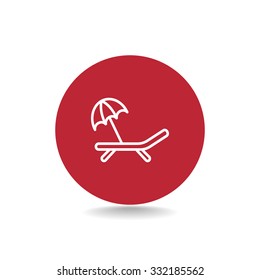 a deckchair with an umbrella vector icon