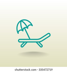 a deckchair with an umbrella vector icon