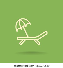 a deckchair with an umbrella vector icon