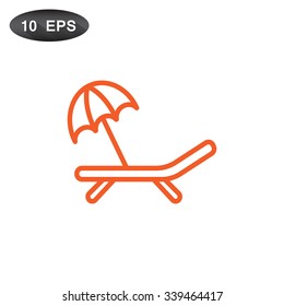 a deckchair with an umbrella vector icon