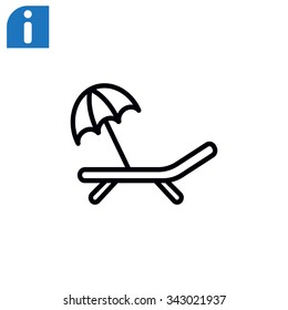 a deckchair with an umbrella vector icon