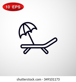 a deckchair with an umbrella vector icon