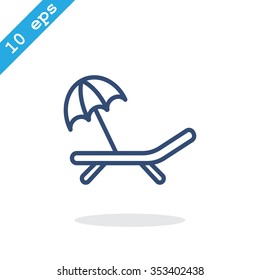 a deckchair with an umbrella vector icon
