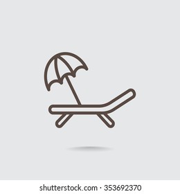 a deckchair with an umbrella vector icon