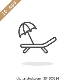 a deckchair with an umbrella vector icon