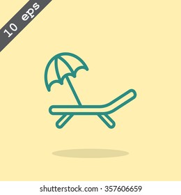 a deckchair with an umbrella vector icon