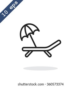 a deckchair with an umbrella vector icon