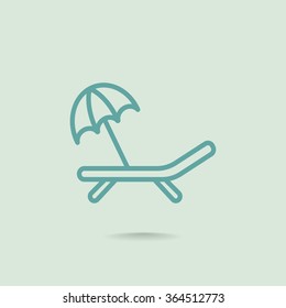 a deckchair with an umbrella vector icon
