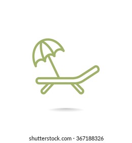 a deckchair with an umbrella vector icon
