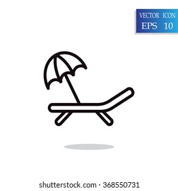 a deckchair with an umbrella vector icon