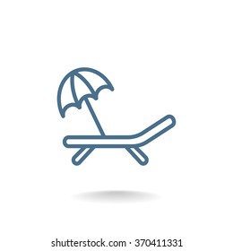 a deckchair with an umbrella vector icon