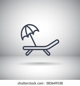 a deckchair with an umbrella vector icon
