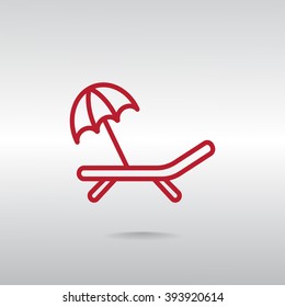 a deckchair with an umbrella vector icon