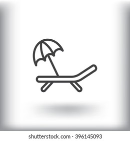 a deckchair with an umbrella vector icon