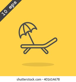 a deckchair with an umbrella vector icon