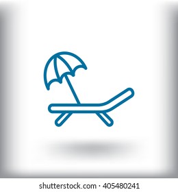 a deckchair with an umbrella vector icon