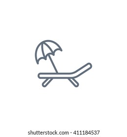 a deckchair with an umbrella vector icon
