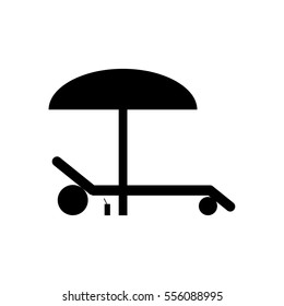 a deckchair with an umbrella vector icon