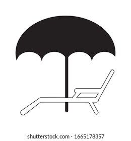 a deckchair with an umbrella vector icon ilustration