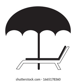 a deckchair with an umbrella vector icon ilustration