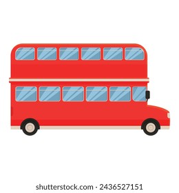 Decker red bus icon cartoon vector. Truck side tourism. United tourism street