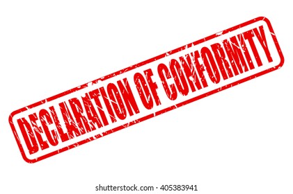 DECLARATION OF CONFORMITY red stamp text on white