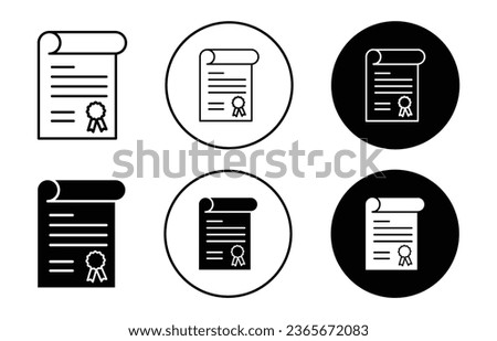 declaration icon. College or university graduation degree certificate symbol set. Bachelor Diploma manifesto declaration form or paper document vector sign. Certified charter pay slip declaration logo