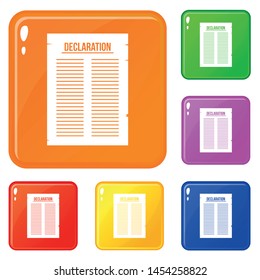 Declaration of independence icons set collection vector 6 color isolated on white background
