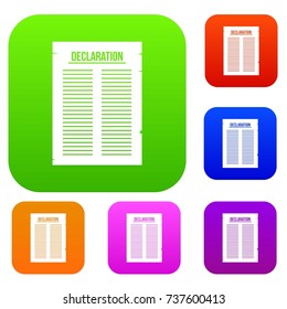 Declaration of independence set icon color in flat style isolated on white. Collection sings vector illustration