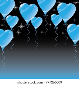 Declaration of love with blue balloons without letters 
